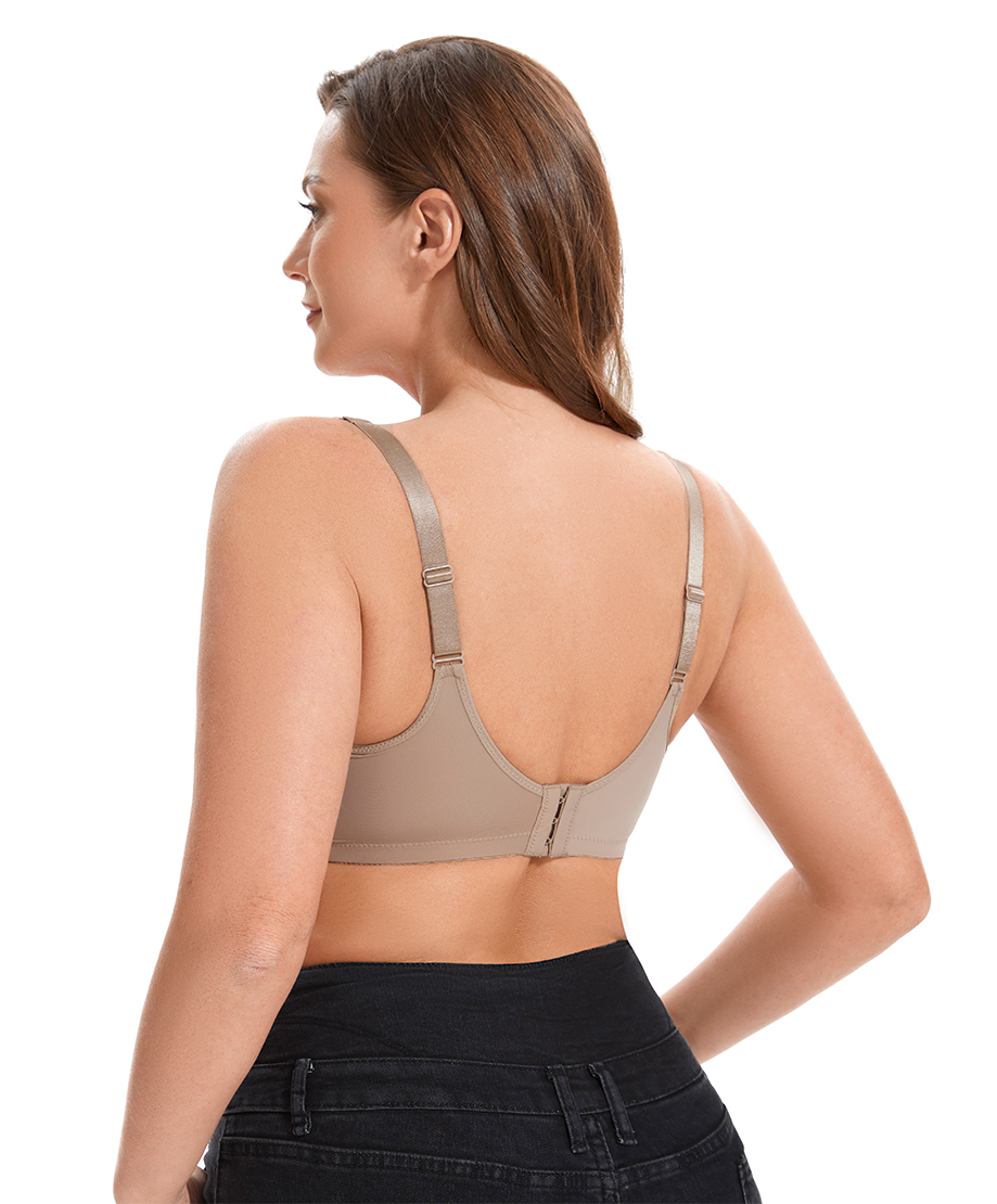 Losha Curvy Double Layered Minimizer Wired Bra with Lace Touch-BEIGE