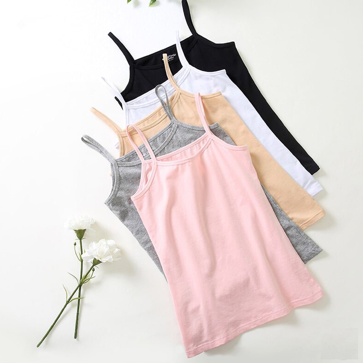 Flourish Pack Of 3 Trendy Cotton Summer Soft Comfortable Camisoles For Girls and Womens plain 016