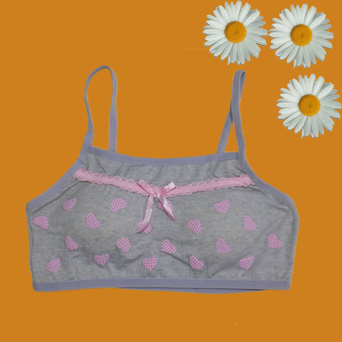 Pack Of 3 Cotton Soft Padded Teeange Bra Vest For Girls Steel-Free Bra-c-08