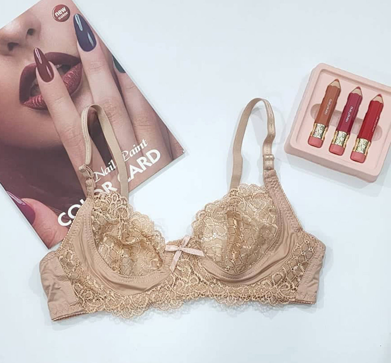 1pcs Non-Padded & Non-Wired Full Coverage & Transparent Bra A486