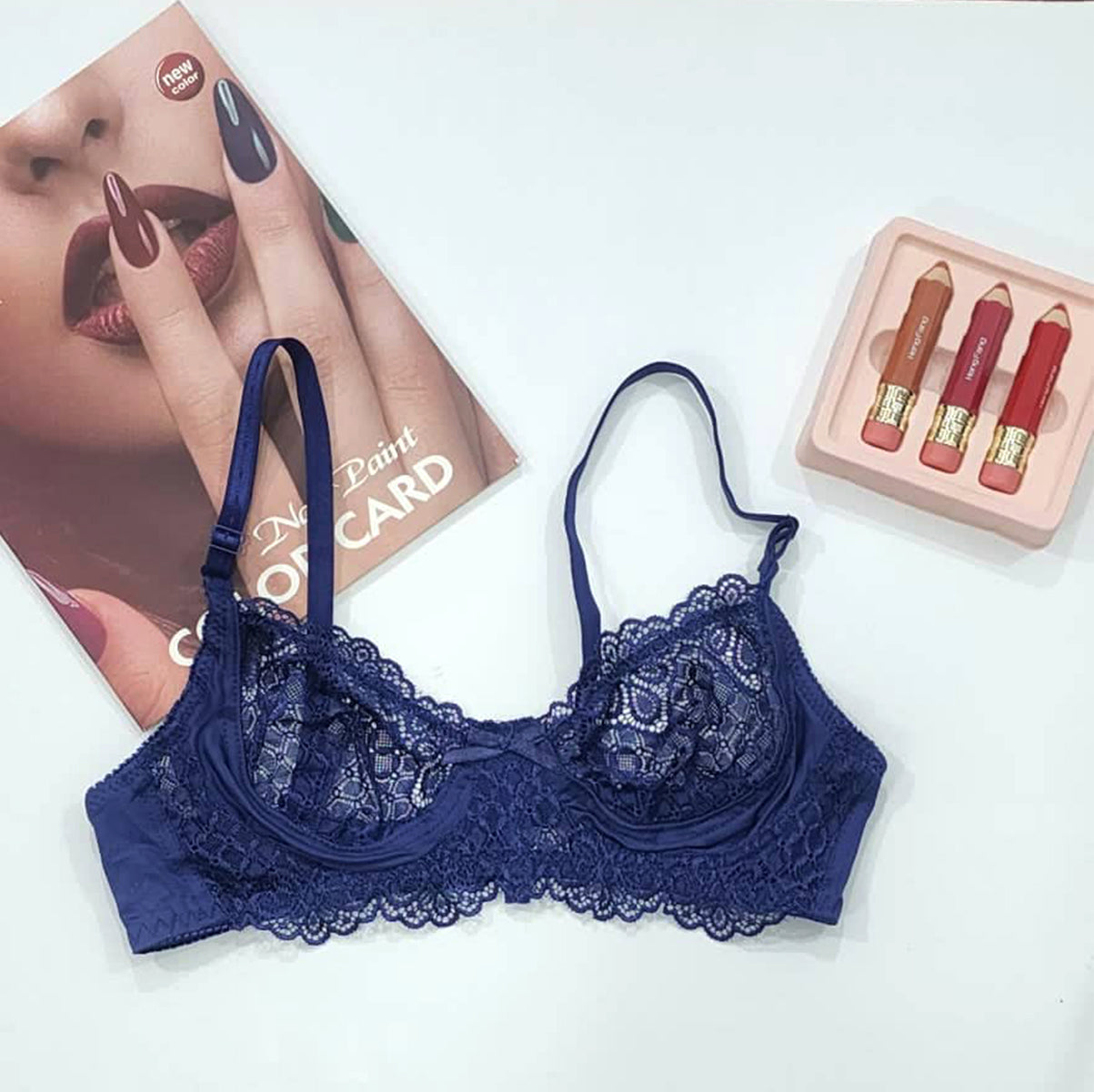 1pcs Non-Padded & Non-Wired Full Coverage & Transparent Bra A486