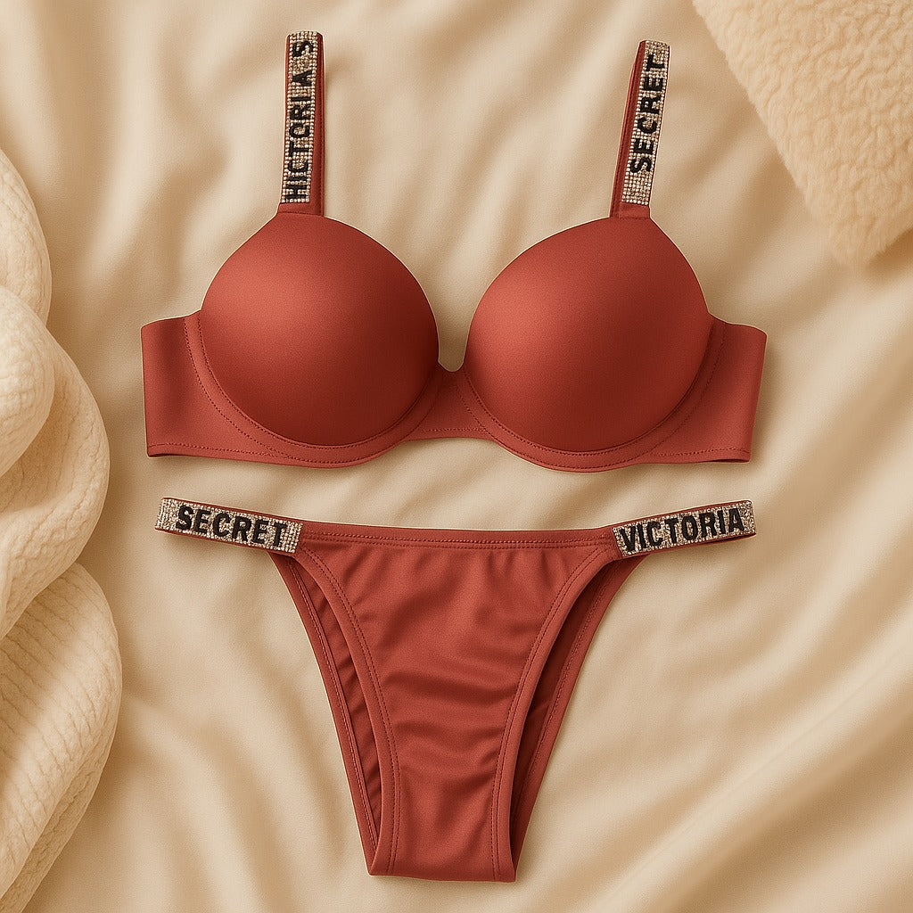 Flourish Signature Padded Bra & Panty Set β Crystal Strap Style 3036
