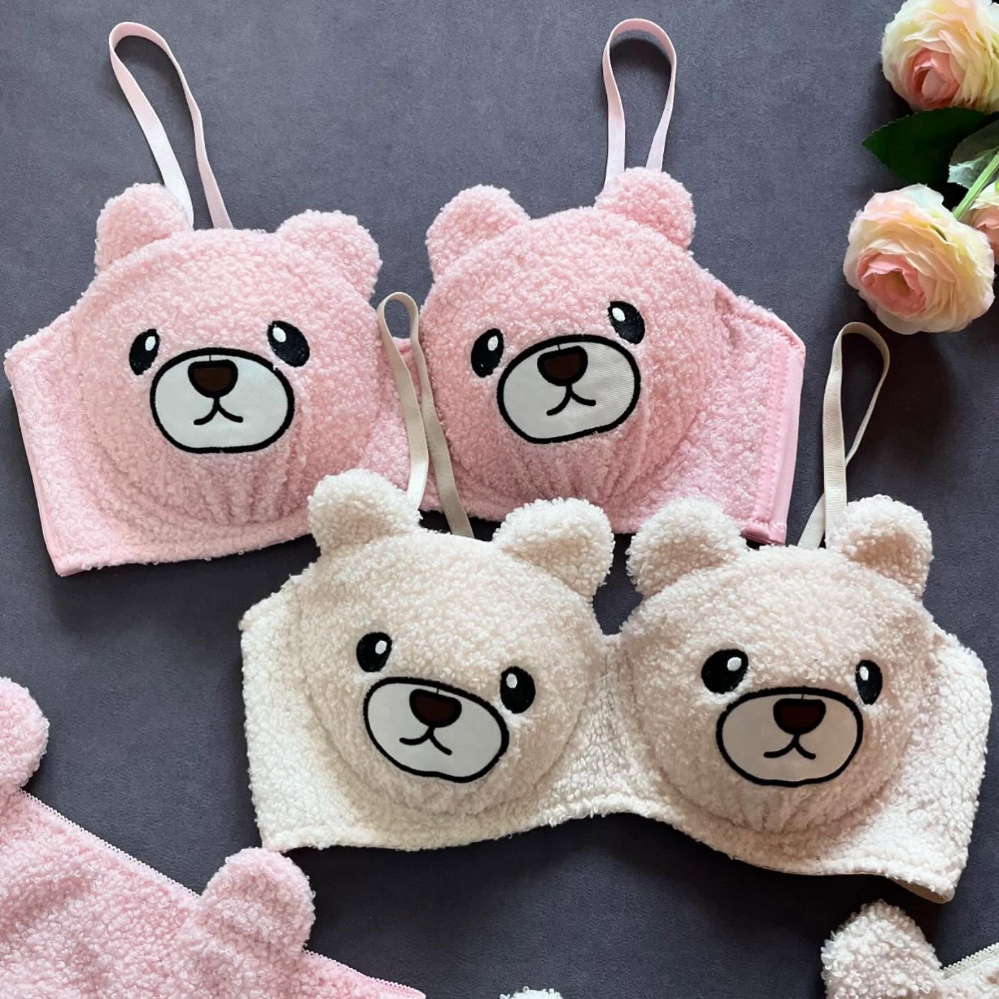 New High Quality Sexy Cute Bear Anime Soft Plush Design Bra & Panty Set E0888
