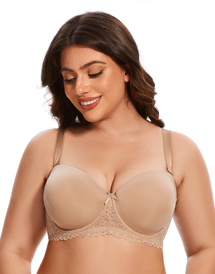 Losha Curvy Lightly Padded strapless Wired Bra-SKIN