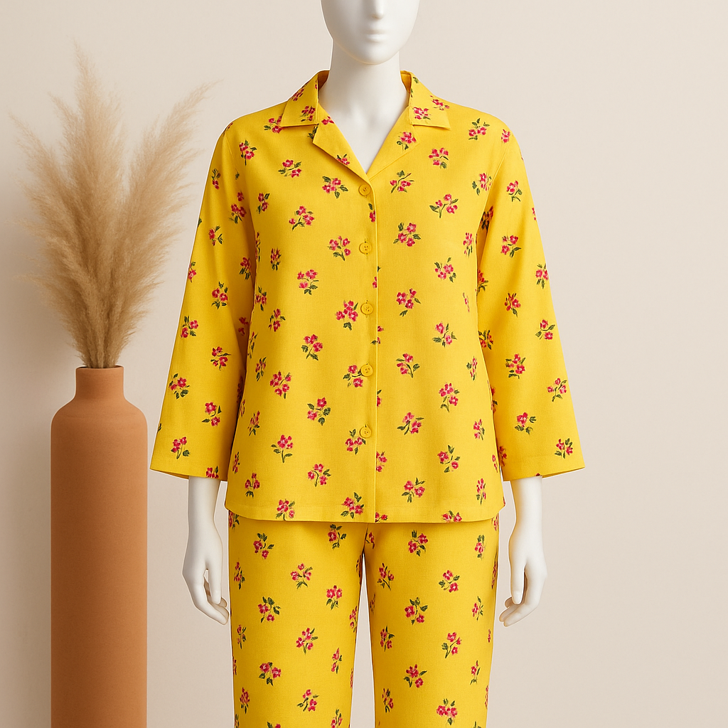 Flourish Summer Cooling Linen 2-Piece Pajama Set With Scrunchie