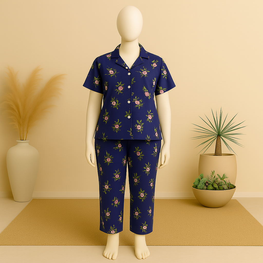 Flourish Summer Cooling Linen 2-Piece Pajama Set With Scrunchie