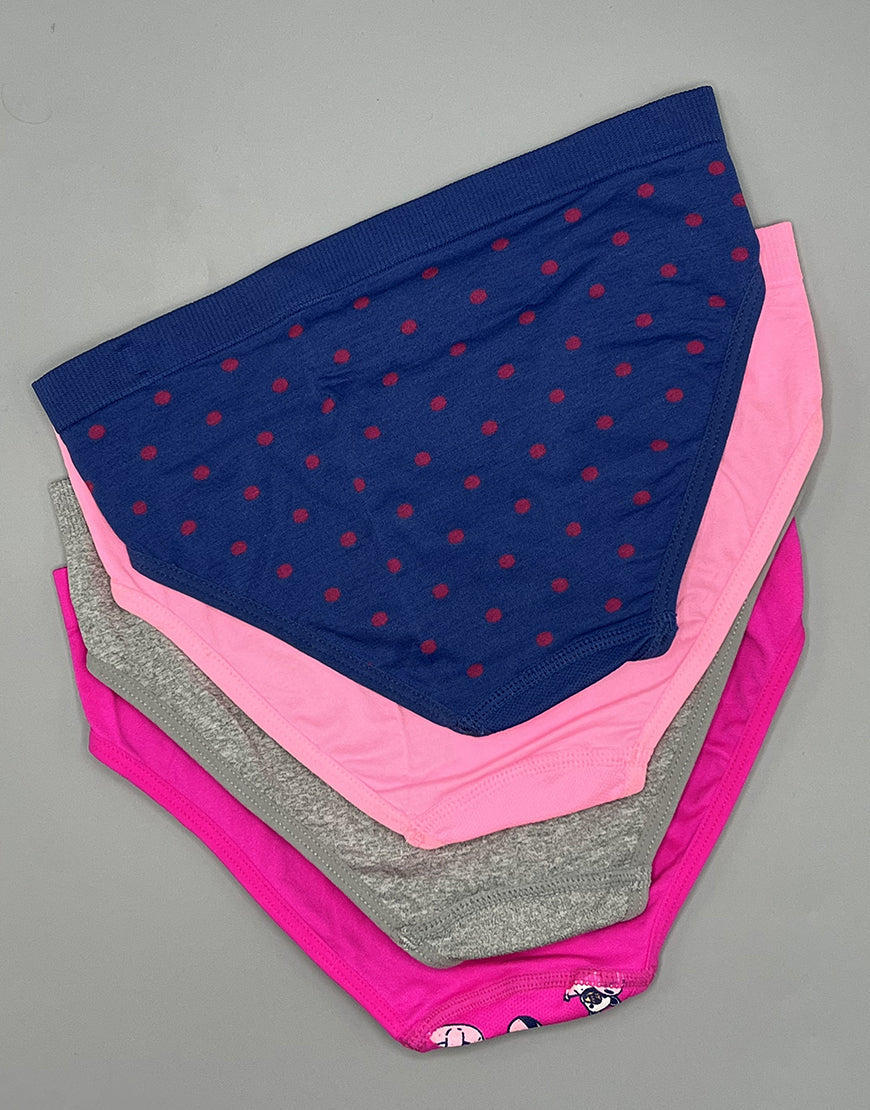 TEENS PACK OF 4 SEAMLESS SOLID & PRINT HIPSTER PANTIES-PINK GLOW