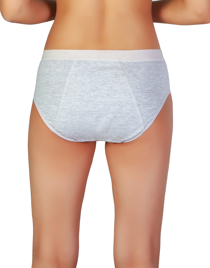 SUPER SOFT COTTON MID WAIST PERIOD PANTY-LIGHT GREY