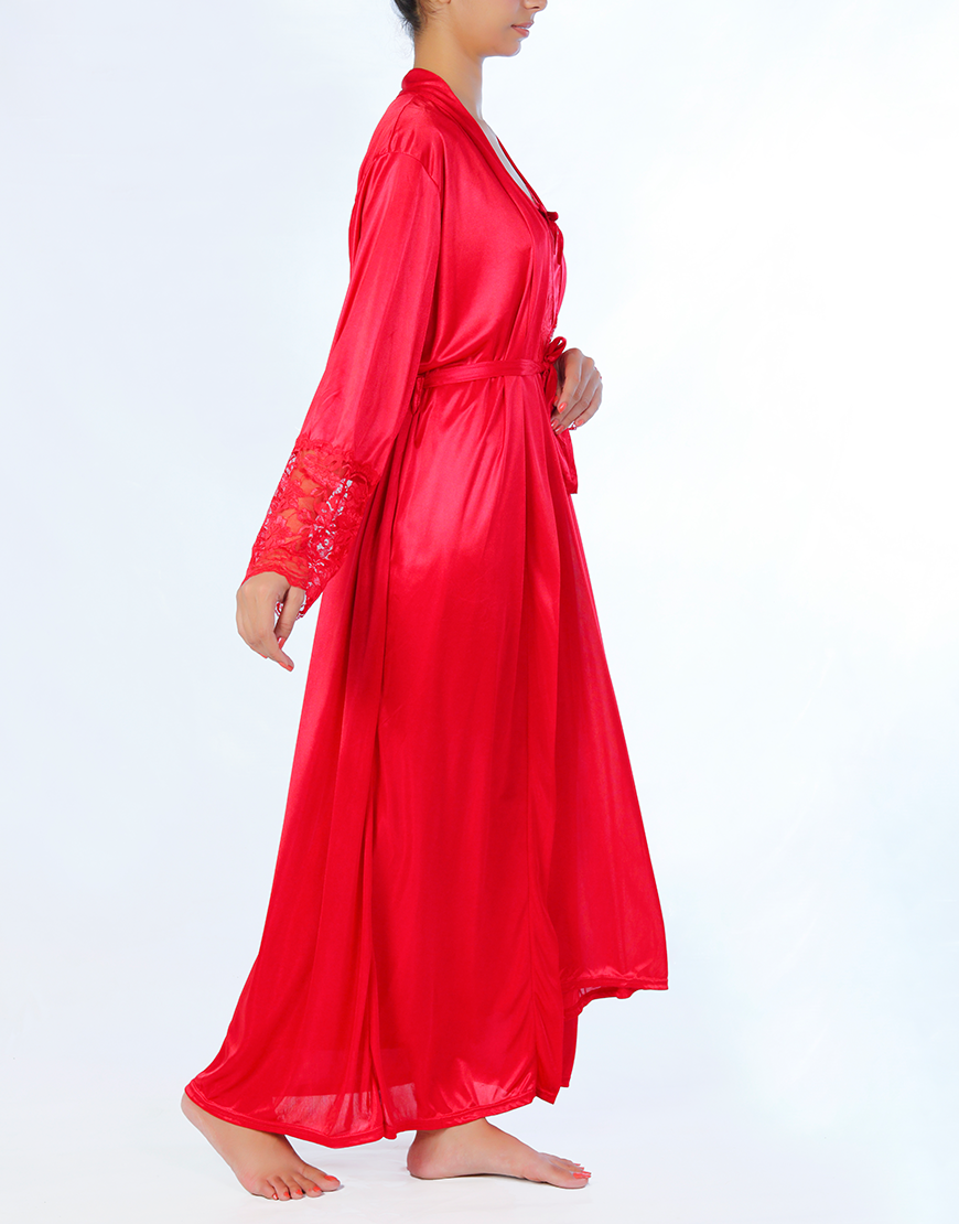 Losha 4 Piece Nighty Set - Deep Red