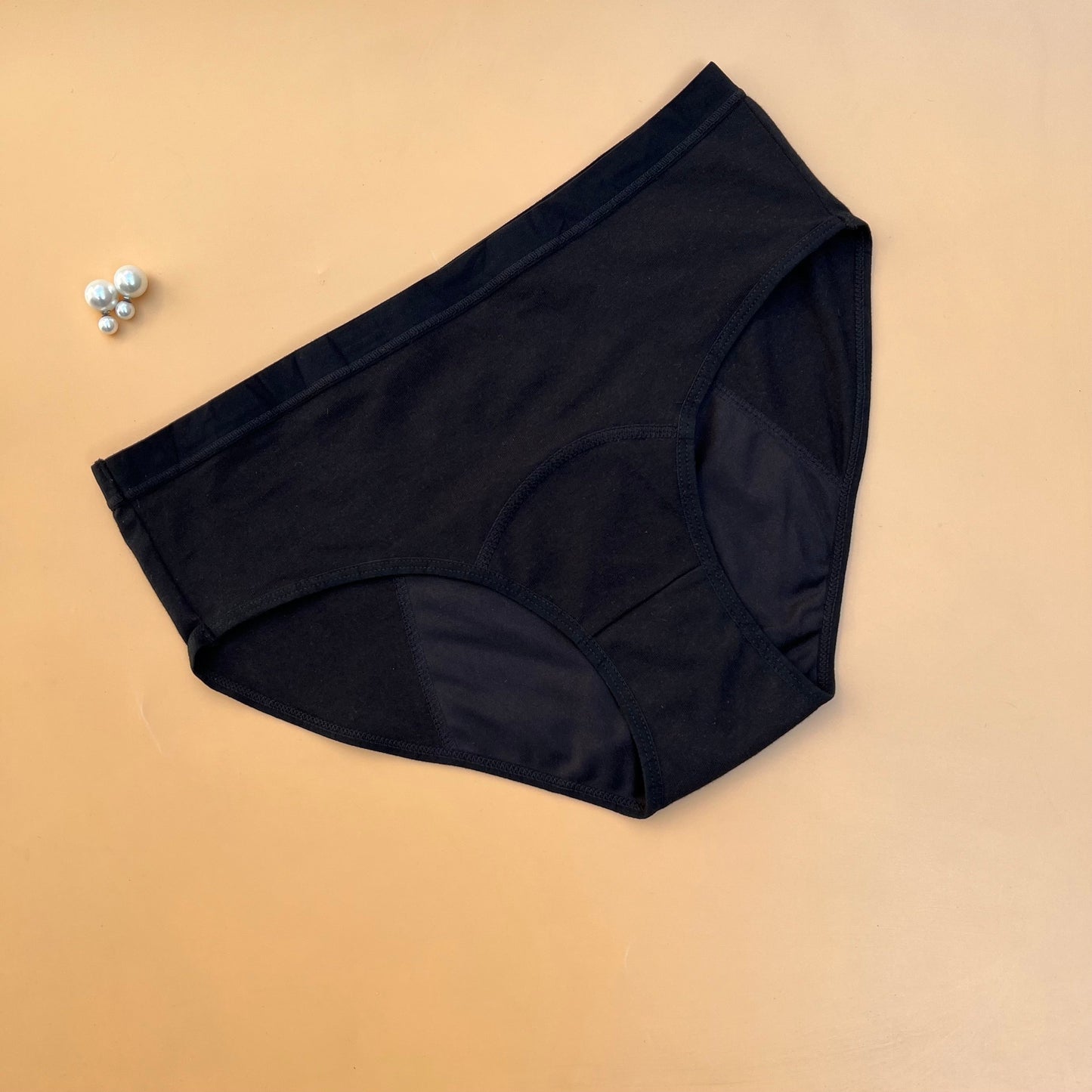 SUPER SOFT COTTON MID WAIST PERIOD PANTY-BLACK