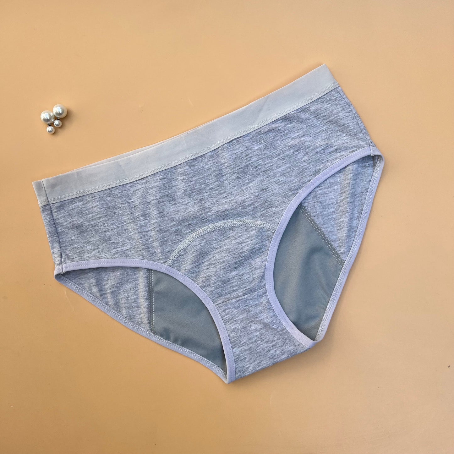 SUPER SOFT COTTON MID WAIST PERIOD PANTY-LIGHT GREY