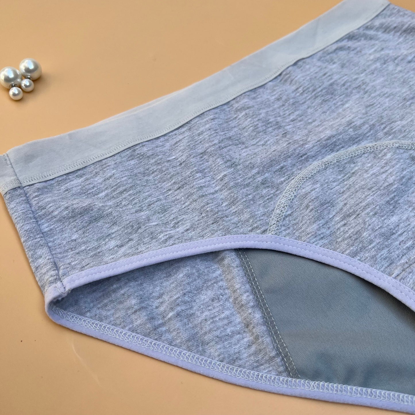 SUPER SOFT COTTON MID WAIST PERIOD PANTY-LIGHT GREY
