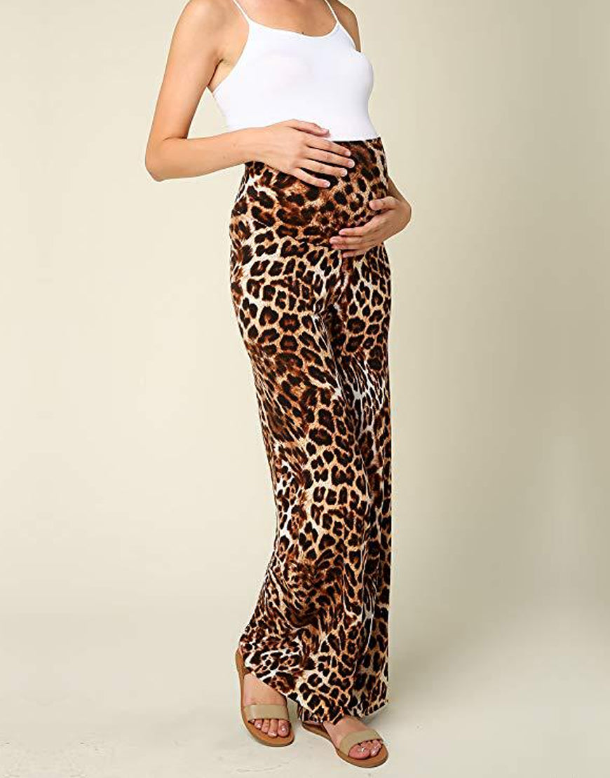 MOMMY MATERNITY STRAIGHT LEG PANTS- LEOPARD