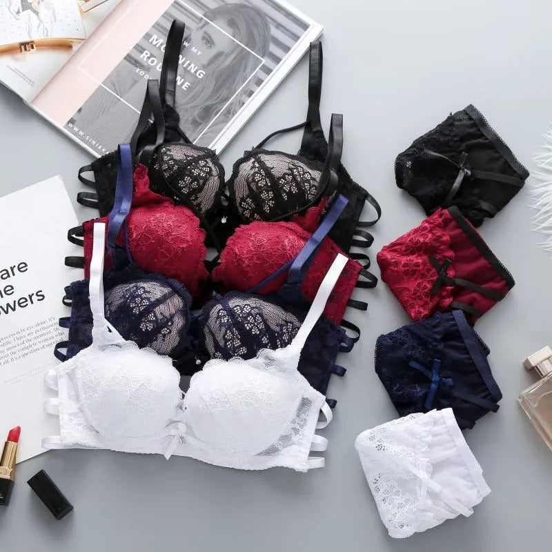 Flourish Push Up Padded Lace Bra And Panty Set Back Closure Seamless Lingerie Set 1801