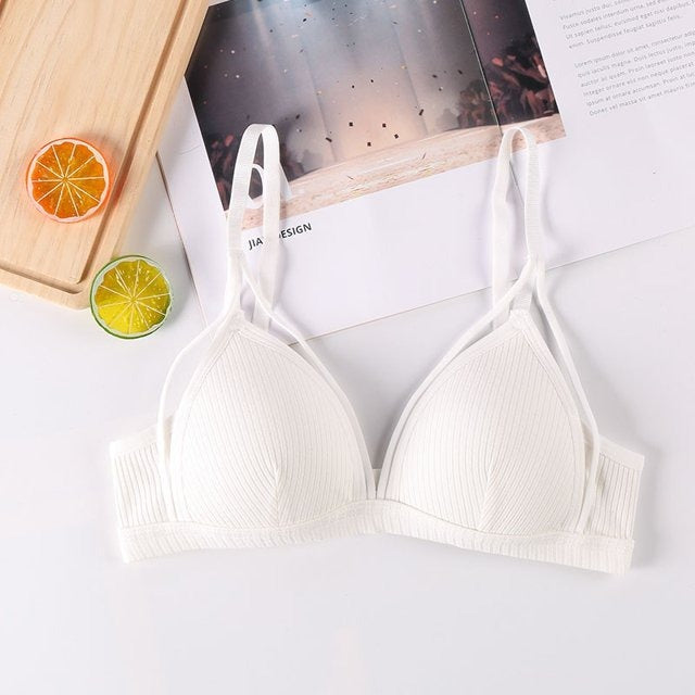 Flourish Pack Of 2 Soft Ribbed Textured Padded Bra β Stylish Strappy Design, Adjustable Comfort Fit (Orange)