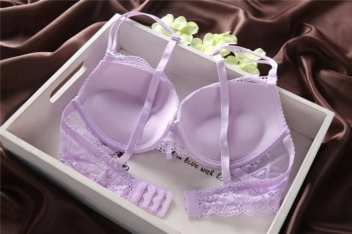 Flourish Lavender Lace Bra ā Push Up & Double Padded Floral Comfort (8856)