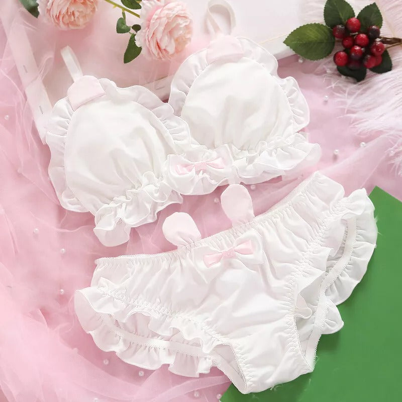 High Quality & Comfortable Cute Little White Rabbit Lolita Soft Cotton Bra & Panty Set 2009