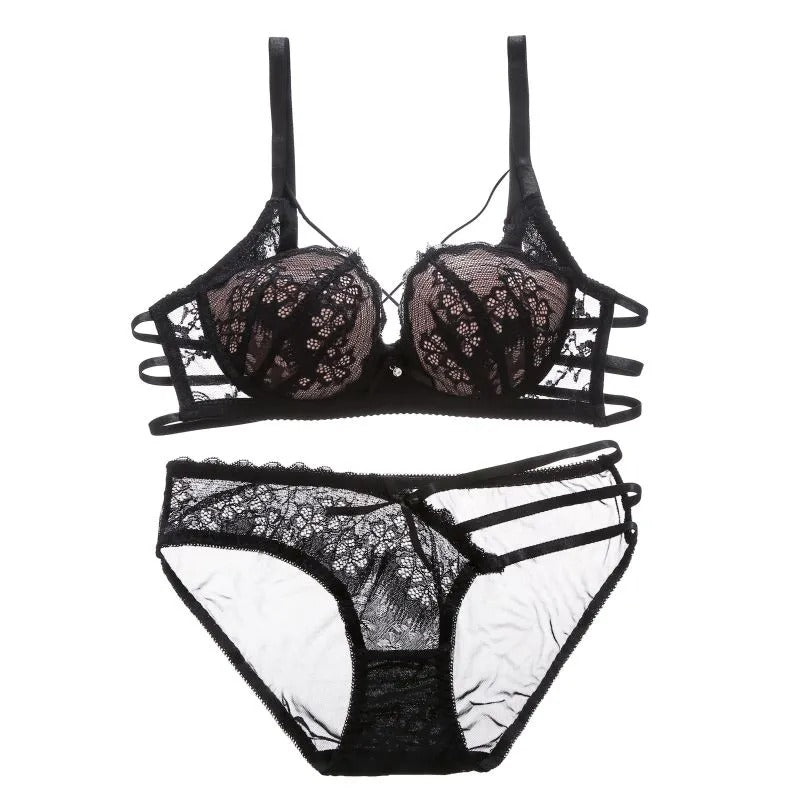 Flourish Push Up Padded Lace Bra And Panty Set Back Closure Seamless Lingerie Set 1801