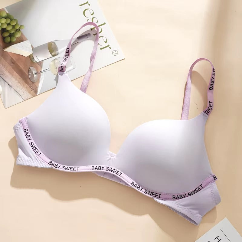 Flourish High Quality Light Padded Non Wired Sweet Babe Letter Straps T-Shirt Bra