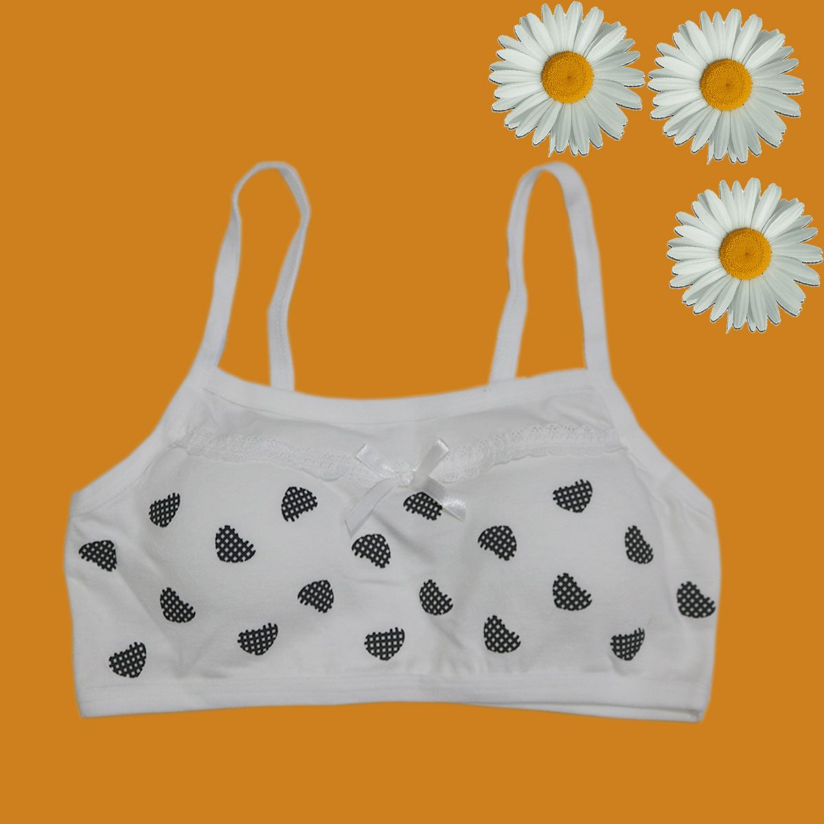 Pack Of 3 Cotton Soft Padded Teeange Bra Vest For Girls Steel-Free Bra-c-08