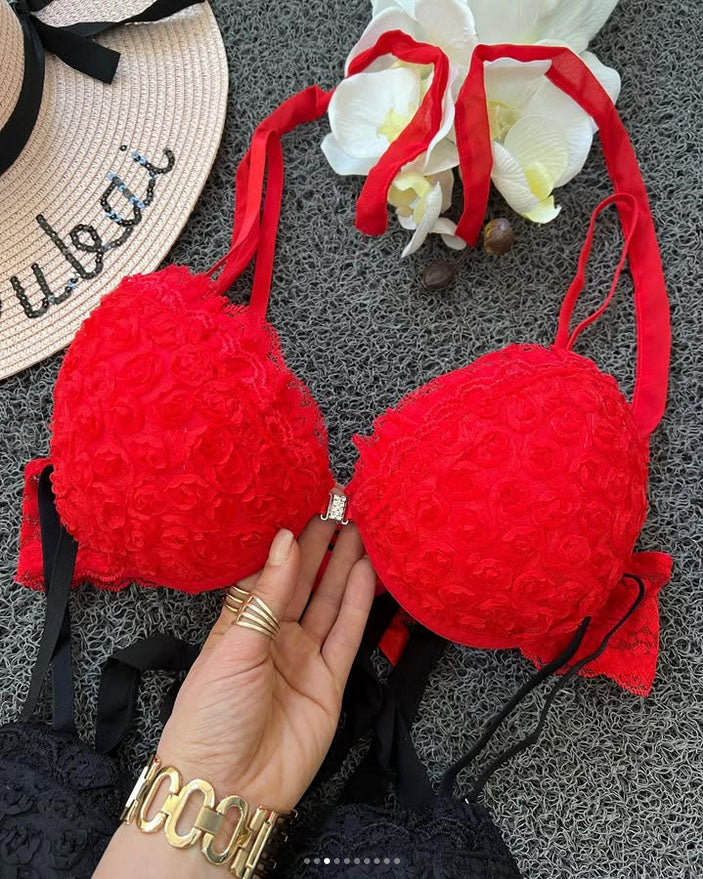 New High-Quality Front Open 2 In 1 Shoulder Straps Wired Push Up Bra And Panty Set E512