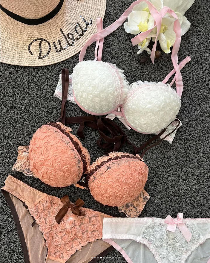 New High-Quality Front Open 2 In 1 Shoulder Straps Wired Push Up Bra And Panty Set E512