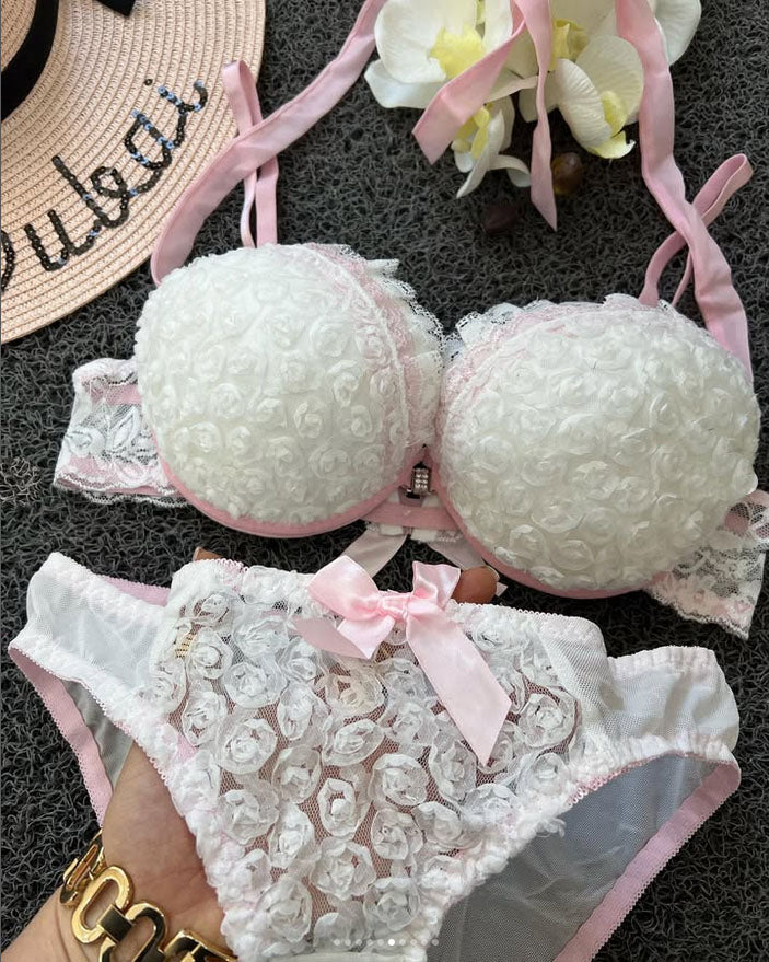 New High-Quality Front Open 2 In 1 Shoulder Straps Wired Push Up Bra And Panty Set E512