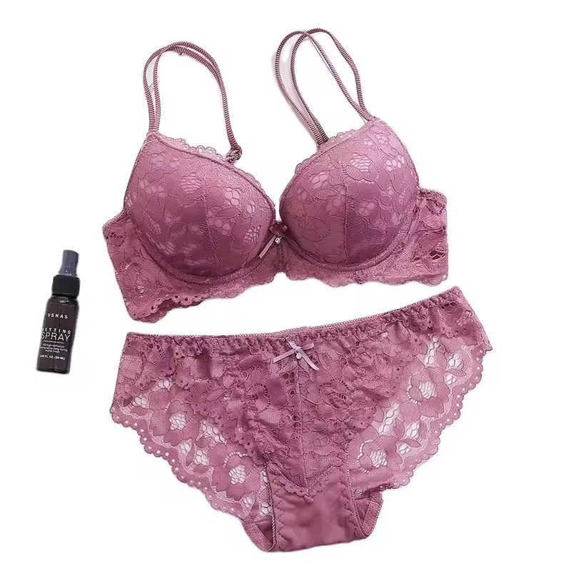 Flourish Elegant Lace Bra & Panty Set β Push Up & Double Padded Comfort with Floral Detailing (8855)