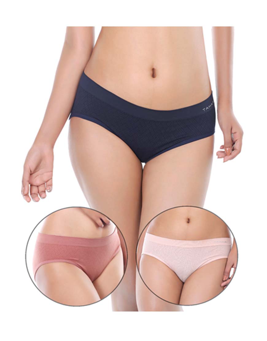 TAHARI PACK OF 3 JACQUARD TEXTURED SEAMLESS BRIEF-ASSORTED
