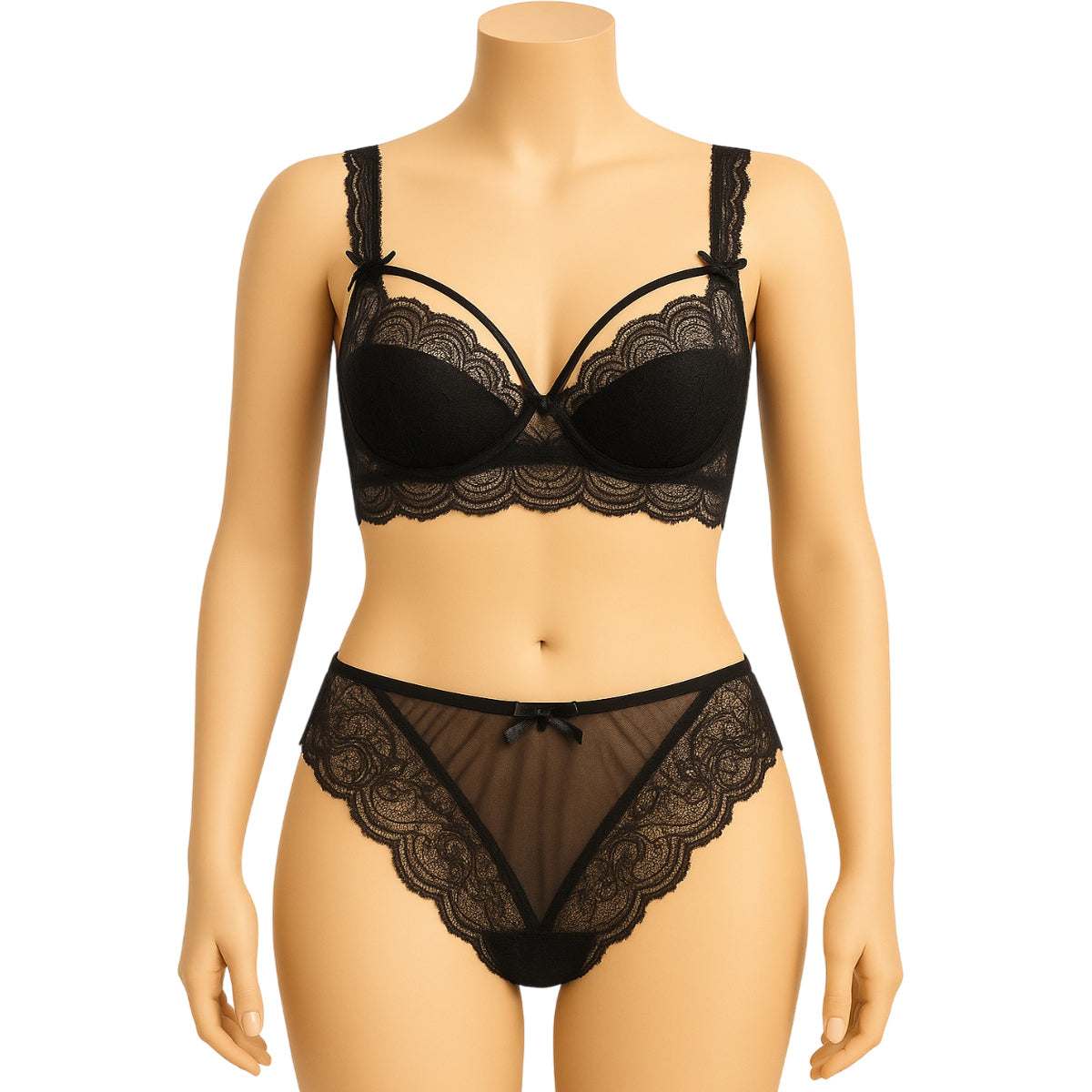 Flourish High Quality Thin Half Cup Lace Wired Half Cup Adjustable Straps Back Closure Bridal Light Padded Bra Panty Set 2499