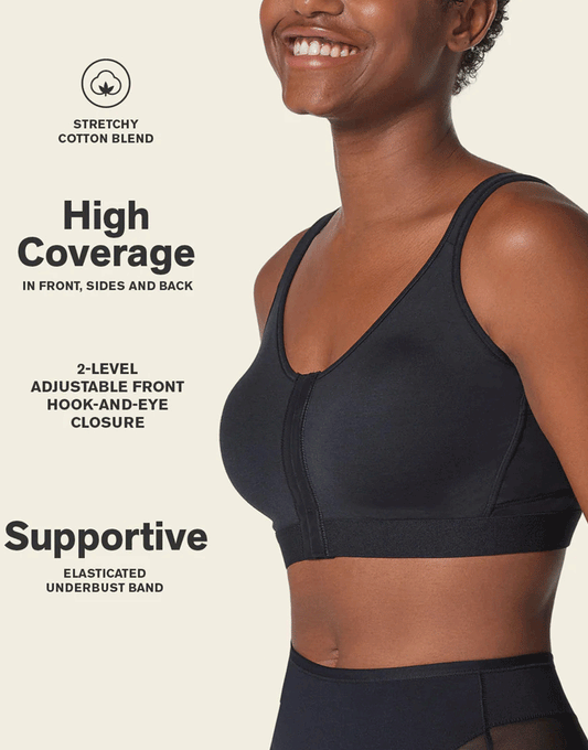 NEW! Stretch Cotton Posture Correcter Wireless Bra-All-in-one-Black
