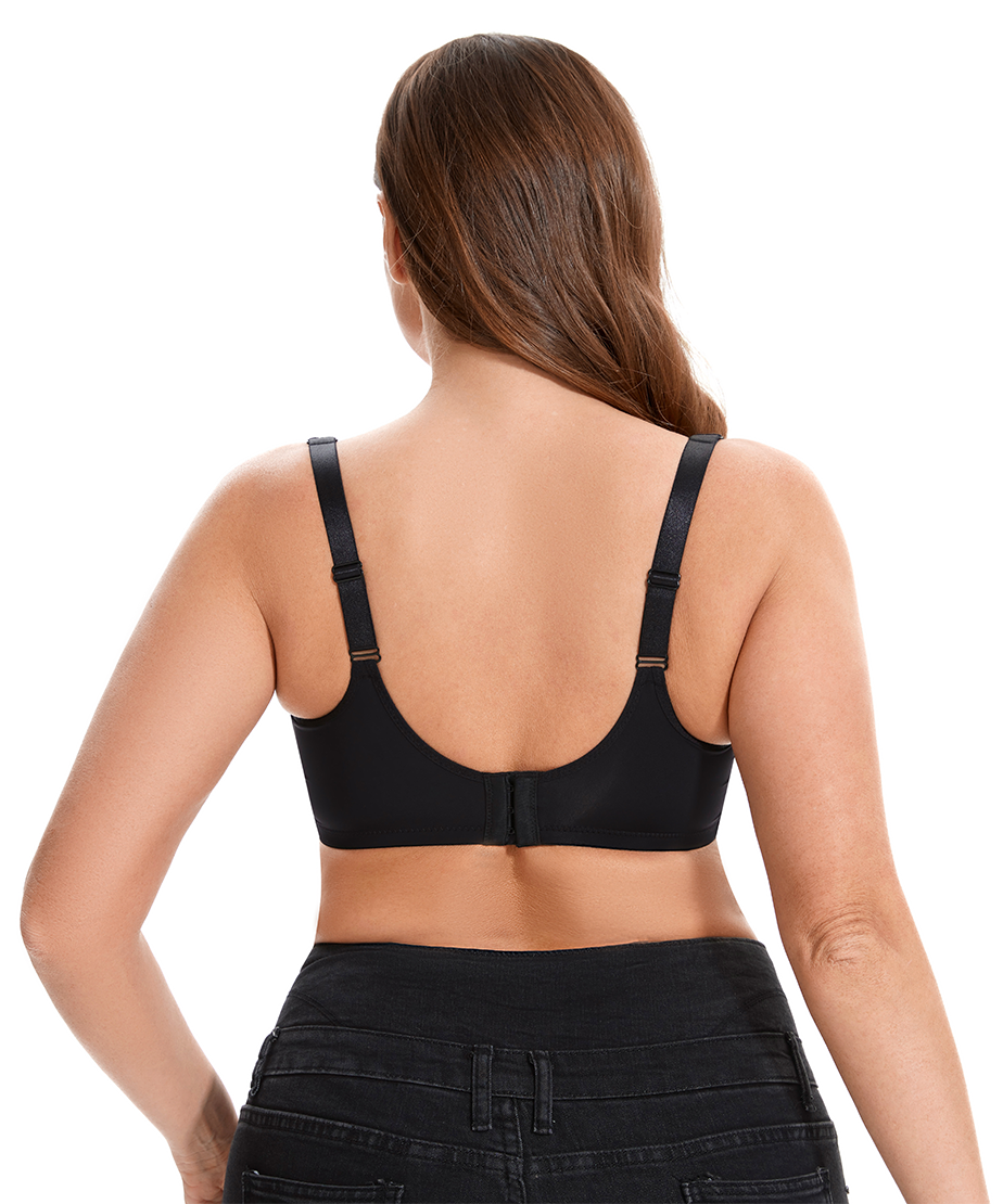 Losha Curvy Double Layered Minimizer Wired Bra with Lace Touch-BLACK