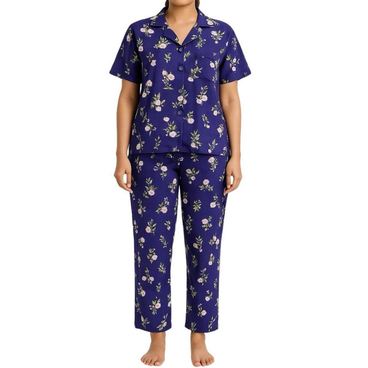 Flourish Summer  Cooling Linen 2-Piece Pajama Set  With Scrunchie