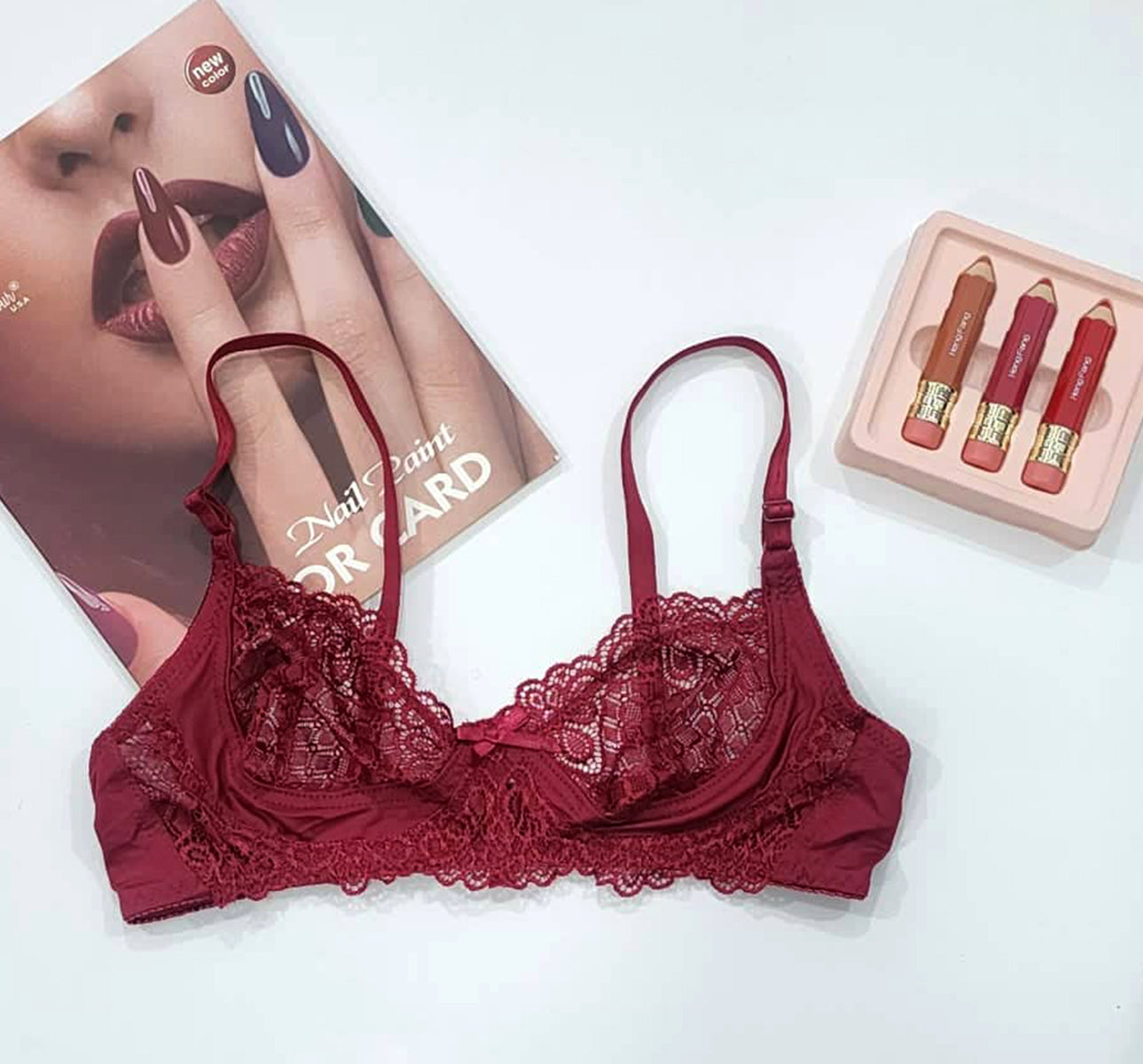 1pcs Non-Padded & Non-Wired Full Coverage & Transparent Bra A486