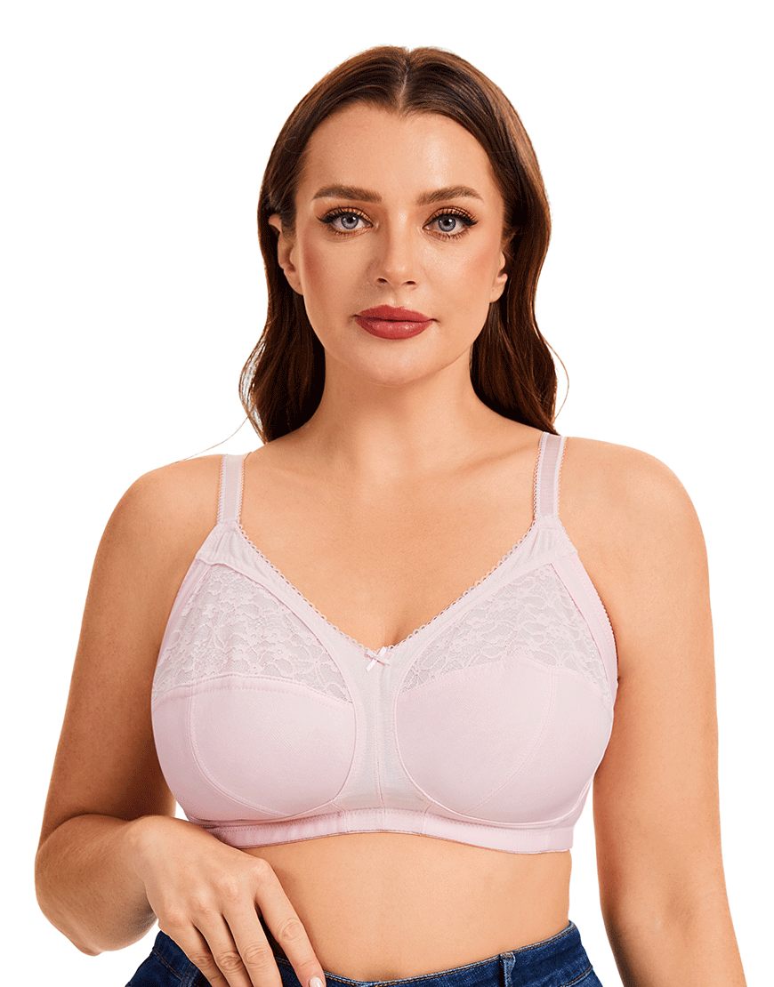 Plus Quattro Support Full-Coverage Wirefree Bra With Side Shaping Panels-QUARTZ PINK