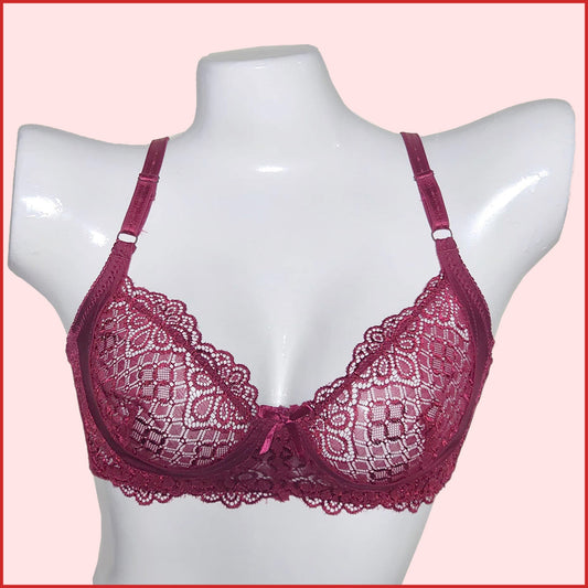 1pcs Non-Padded & Non-Wired Full Coverage & Transparent Bra A486