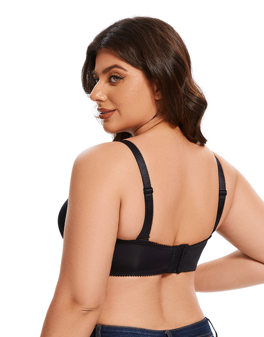 Losha Curvy Lightly Padded strapless Wired Bra-BLACK