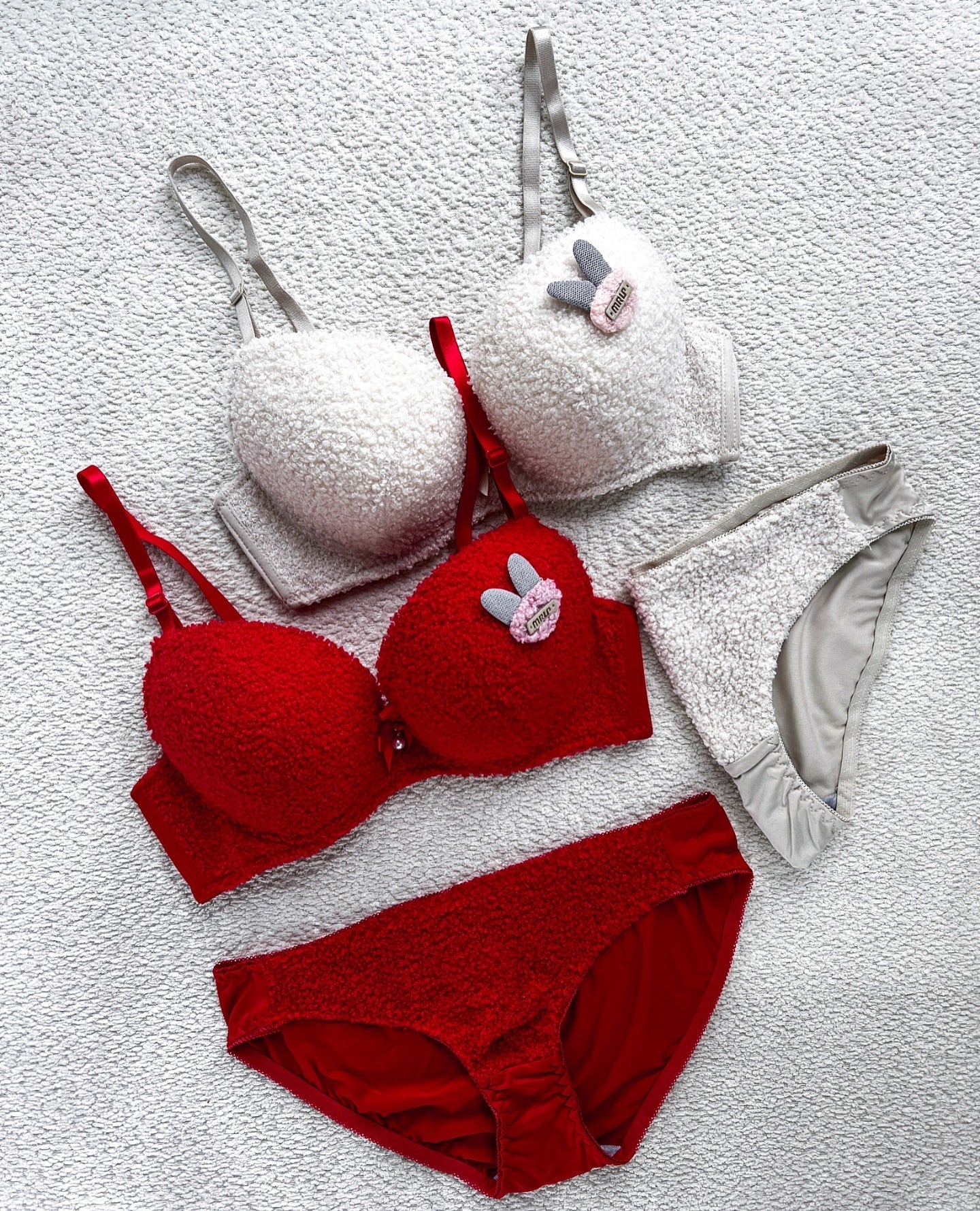 New High Quality Sexy Cute Soft Plush Design Bra & Panty Set E991