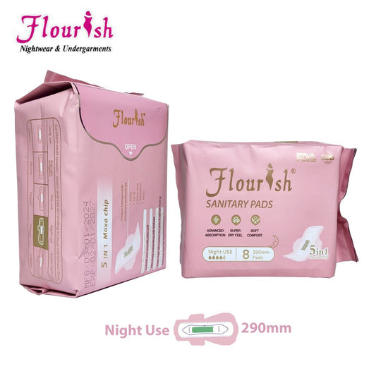 FLOURISH 290mm WINGLESS DAILY USE SANITARY PADS FOR GIRLS & WOMEN 8 PCS