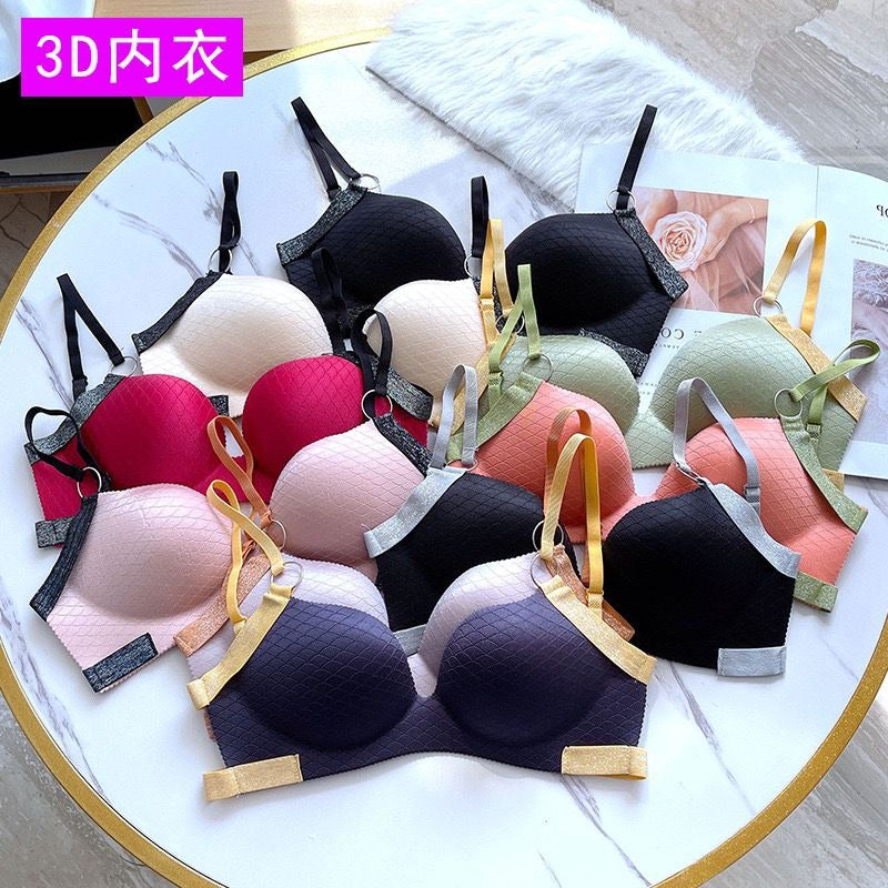 Flourish 1 Pc Non-Wired Padded Bra – Cute & Stylish with Contrast Glitter Straps, Hollow Back, Light Padding & 4-Hook Adjustable Closure (3D2022)