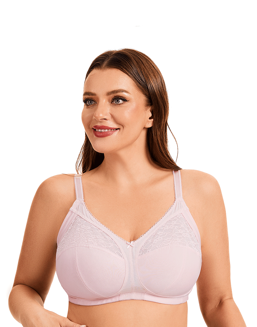 Plus Quattro Support Full-Coverage Wirefree Bra With Side Shaping Panels-QUARTZ PINK