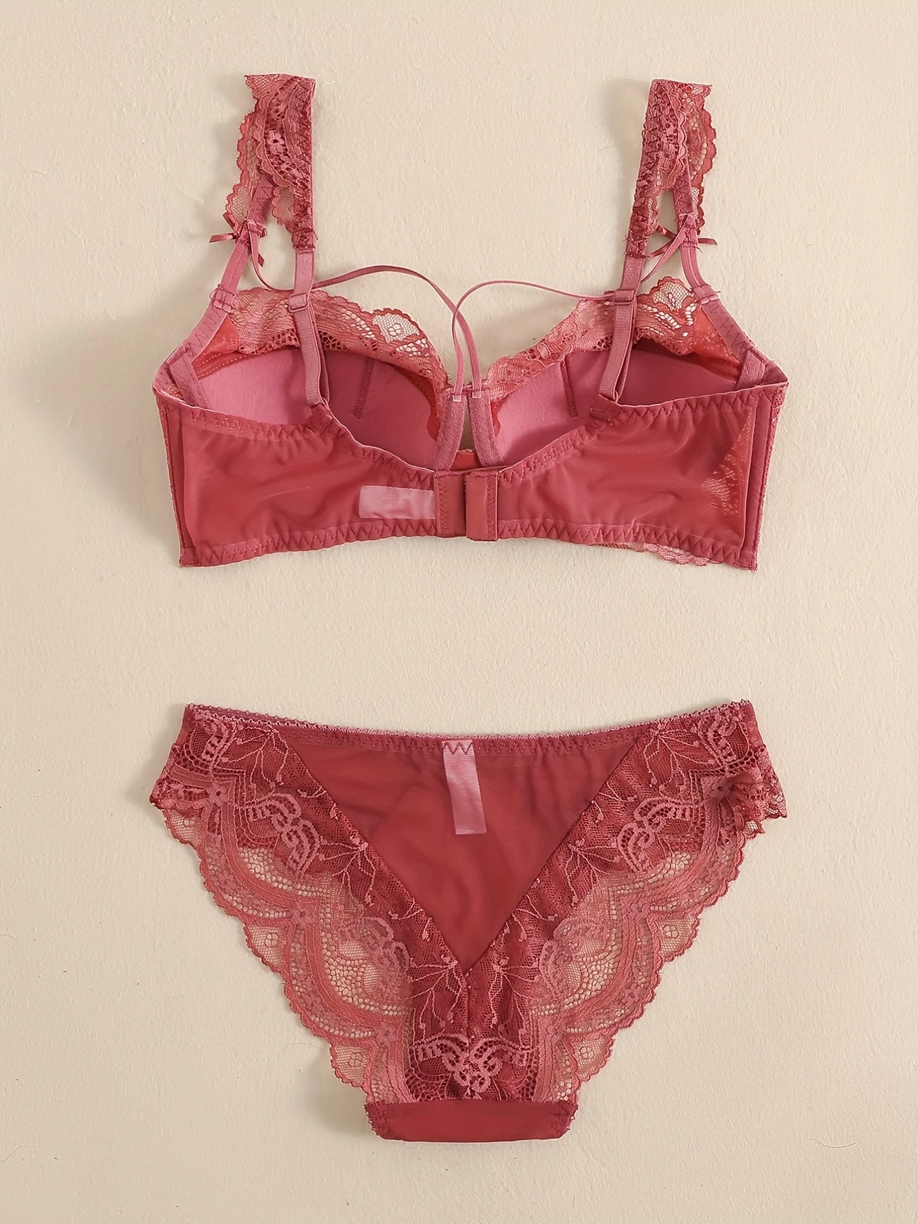 Flourish High Quality Thin Half Cup Lace Wired Half Cup Adjustable Straps Back Closure Bridal Light Padded Bra Panty Set 2499