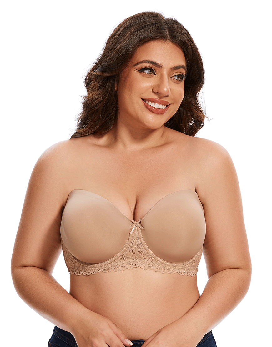 Losha Curvy Lightly Padded strapless Wired Bra-SKIN
