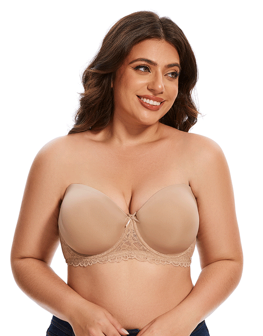 Losha Curvy Lightly Padded strapless Wired Bra-SKIN