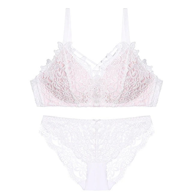 Women's Set Wire Free Push Up Lace Female Underwear Set Transparent Panties Seamless Female Underwear and Panty Set