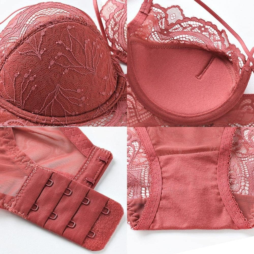 Flourish High Quality Thin Half Cup Lace Wired Half Cup Adjustable Straps Back Closure Bridal Light Padded Bra Panty Set 2499
