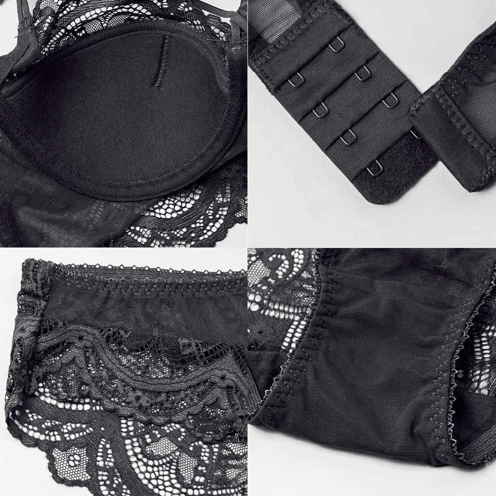 Flourish High Quality Thin Half Cup Lace Wired Half Cup Adjustable Straps Back Closure Bridal Light Padded Bra Panty Set 2499