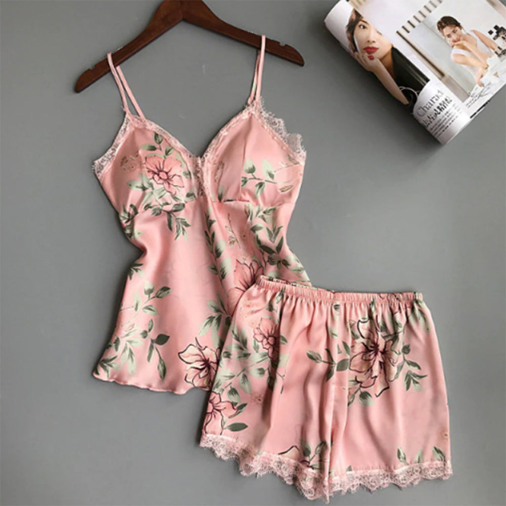 Flourish 2 pcs Bridal Floral print Padded Short Nighties Wedding nightwear 7021