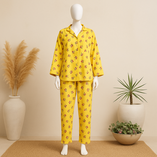 Flourish Summer  Cooling Linen 2-Piece Pajama Set  With Scrunchie