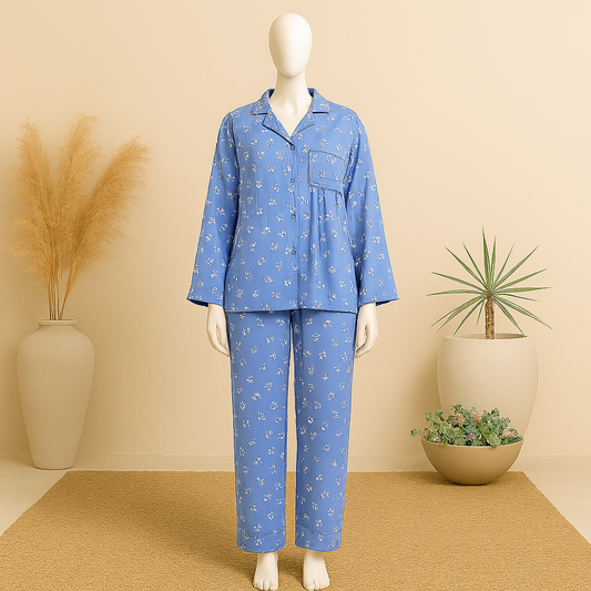 Flourish Summer  Cooling Linen 2-Piece Pajama Set  With Scrunchie